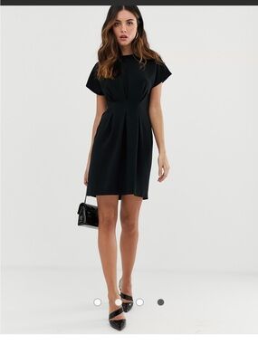 ASOS Black Pleated Waist Mini Dress